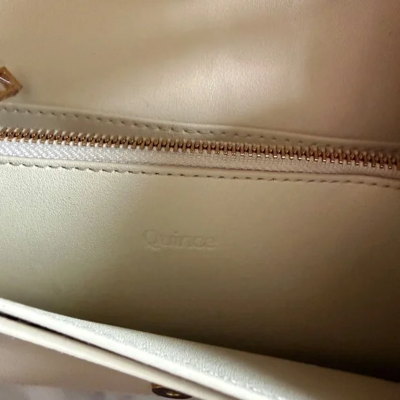 Quince Italian Leather Wallet Crossbody Purse Cream Minimalist Handbag - Picture 9 of 11